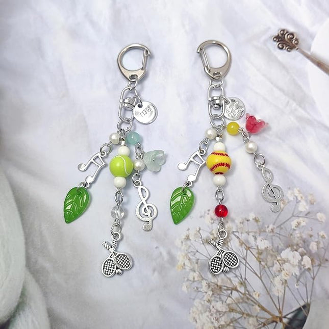 Keychain for Women Gold Bow Angel Wings KeyChains Novel Star Heart Strawberry Racket Pendants Bag Charm Key Chains