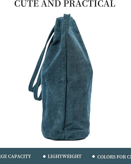 Corduroy Tote Bag Cute Tote Bags for Women Shoulder Bag with Inner Pocket for Work Beach Travel and Shopping Grocery