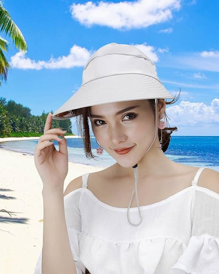 HINDAWI Sun Hats for Women Wide Brim UV Protection Sun Hat Summer Beach Packable Visor