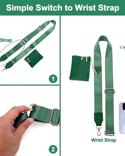 XANGNIER Clip and Go Strap for Phone with Wallet Crossbody, Phone Strap with Zippered Wallet, Adjustable Anti Theft Cellphone Lanyard for Women, Cellphone Chain Accessories,Multicolor 14
