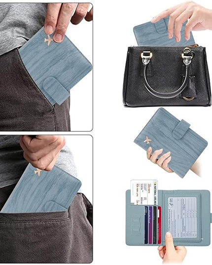 Melsbrinna Rfid Passport Holder for Travel women/Men, Cute Passport Wallet Rfid Blocking Card Slots, Rfid Passport Cover/CaseTravel Wallet, Passport Book Holder (1, Blue1)