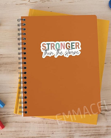 (3PCS) Stronger Than The Storm Sticker, Inspirational Stickers - Motivational Vinyl Decal for Laptop, Tumbler, Water Bottle, Scrapbook Size 3" x 1.2 "