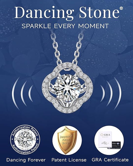 MomentWish Necklace for Women, Sparkling Gift for Her, 1Carat Moissanite Heart Pendent for Her, 925 Sterling Silver Dance Necklace for Anniversary Christmas Valentines