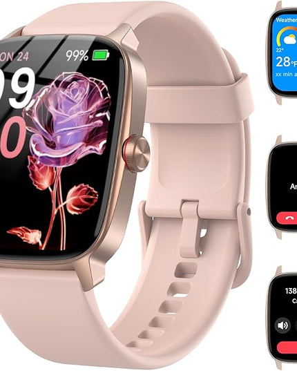 Smart Watches for Women Men with Bluetooth Call & AI Voice, 1.85" HD Fitness Tracker with Heart Rate SpO2 Sleep Monitor, 100+ Sports Modes,Mini Games, IP68 Waterproof Smartwatch for Android iOS Phones