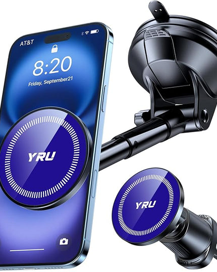 YRU Upgraded Magnetic Phone Holder for Car【Patented & Super Magnet】 for MagSafe Car Mount Dashboard Magnet Phone Holder Windshield Phone Stand for iPhone 17 16 15 14 13 12 Pro Max Samsung, Light Blue