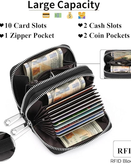 GOIACII Small Genuine Leather Wallet for Women, RFID Blocking Credit Card Holder Wallet