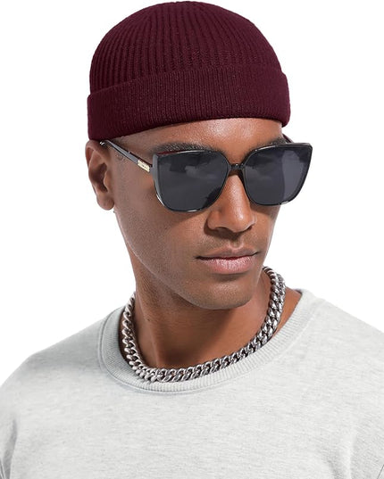 Short Fisherman Beanie for Men Women, Wool Knit Cuff Warm Winter Hats, Trawler Beanie Watch Caps Soft Skullcap