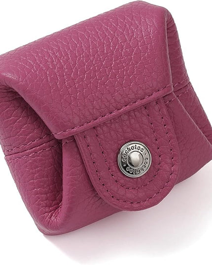 Cockatoo Genuine Leather Coin Pouch Change Holder, Mini Snap Pocket Wallet for Men Women (Fuchsia, Small)