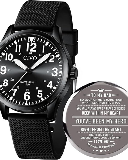 CIVO Analog Wrist Watches for Men: Waterproof Stainless Steel Mens Watches - Silver Watch with Easy Read Dial Men's Watch for Gift