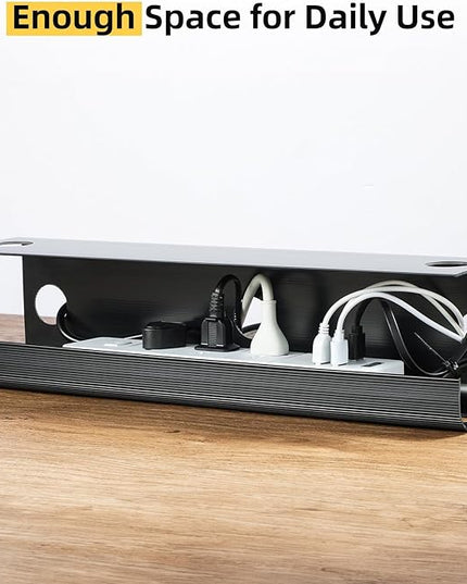 Yecaye 2 Pack Cable Management Under Desk, 31.5 in Under Desk Cable Management Tray,Cord Hider,Cord Organizer, No Screw Wire Management for Office and Home, Black