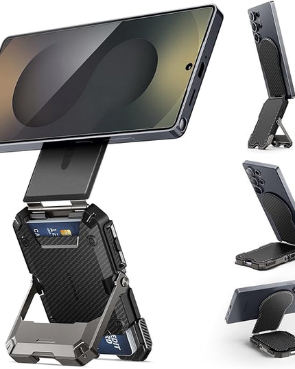 SUPCASE for MagSafe Wallet, Magnetic Wallet for Men, [5-Card Holder] [Adjustable Stand] [RFID Blocking] Phone Card Holder Tripod for Samsung Galaxy S25, Google Pixel 10 and iPhone 17/16/15/14, Carbon