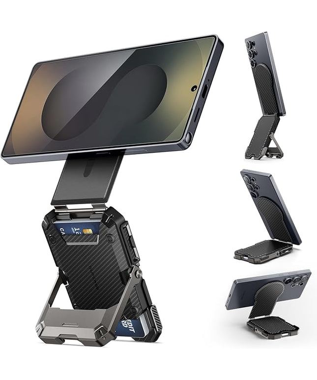 SUPCASE for MagSafe Wallet, Magnetic Wallet for Men, [5-Card Holder] [Adjustable Stand] [RFID Blocking] Phone Card Holder Tripod for Samsung Galaxy S25, Google Pixel 10 and iPhone 17/16/15/14, Carbon
