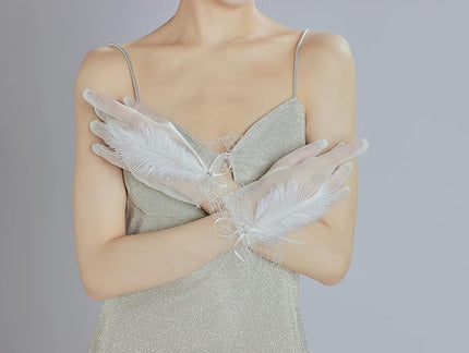 Sahabowi Satin Gloves Formal Bridal Banquet Party Wedding Opera Solid Colorful Mitten For Women