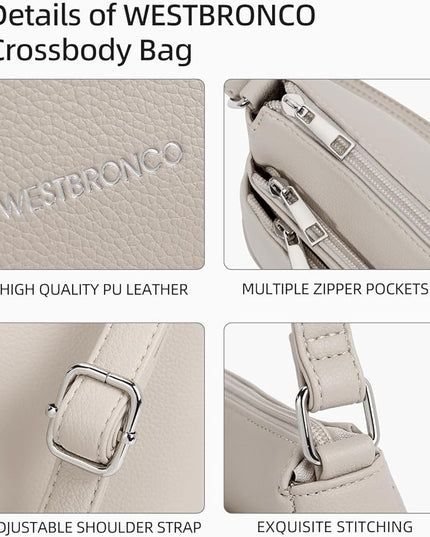 WESTBRONCO Crossbody Bags for Women, Medium Size Shoulder Handbags, Satchel Purse with Multi Zipper Pocket