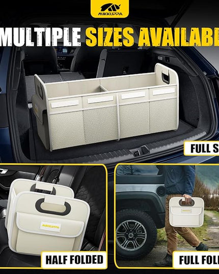 MIKKUPPA Car Trunk Organizer - 70L Collapsible Trunk Organizer for Groceries, Car Storage Organizers for SUV Auto Truck Van with Non Slip Bottom (White)
