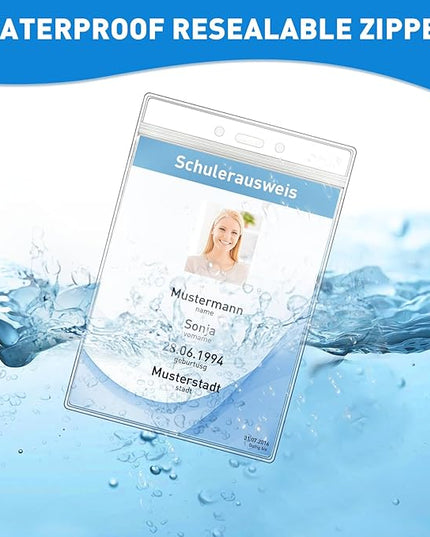 Vertical ID Badge Holders with Soft Edge (Sealable Fits 2.25x3.5 Inch Insert) (100 Pack), Waterproof ID Card Holder, Name Tag Holder, Name Badge Holders, Zipper Plastic Badge Holder