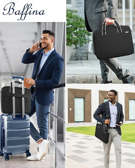 17 17.3 Inch Laptop Shoulder Bag for Men Women,Waterproof Computer Carrying Case Messenger Bag with Strap for 17"-18" HP Dell,Laptop Briefcase for Office business Travel College School,Black