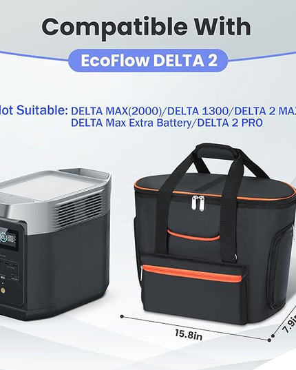 Carrying Bag Compatible with ECOFLOW DELTA 2, Power Station Carrying Bag Compatible with Delta 2, Portable Power Station Carrier Compatible with Eco Flow Delta 2 with Shoulder Strap & Handle