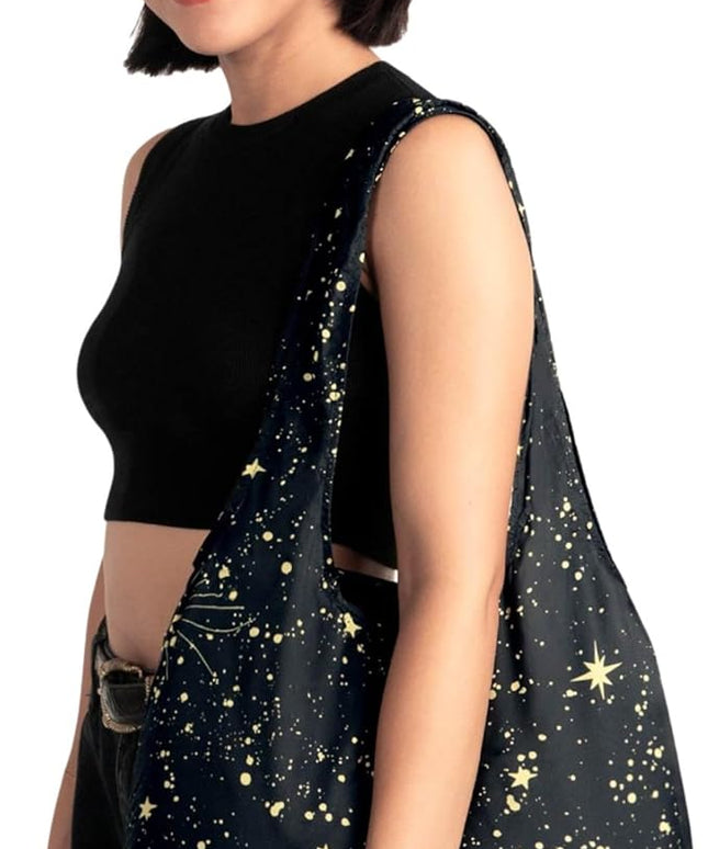 Nanobag Ultralight Foldable Tote for Women & Men, Reusable Grocery & Travel Bag, Packable Collapsible Compact Market Essential (Standard Stars)