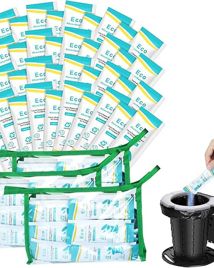 BLIKA 60 Pack Portable Toilet Absorbent Gel, Camping Toilet Gel Powder, Odor-Control Urine Liquid Waste Gel, Eco Absorbent Gel, Poo Urine Powder for Outdoor Camping, Hiking, Emergency