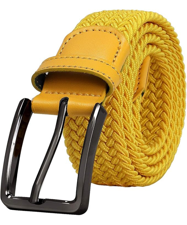 Falari Men Women Multicolored Elastic Stretch Braided Belt Canvas Fabric Woven No Holes Belt