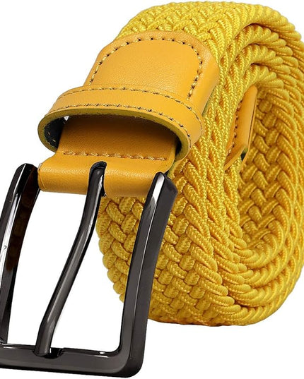 Falari Men Women Multicolored Elastic Stretch Braided Belt Canvas Fabric Woven No Holes Belt