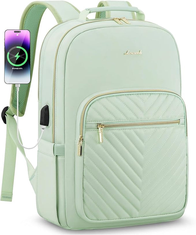 LOVEVOOK Laptop Backpack for Women 15.6 inch,Cute Womens Travel Backpack Purse,Professional Laptop Computer Bag,Waterproof Work Business College Teacher Bags Carry on Backpack with USB Port,Cyan Green