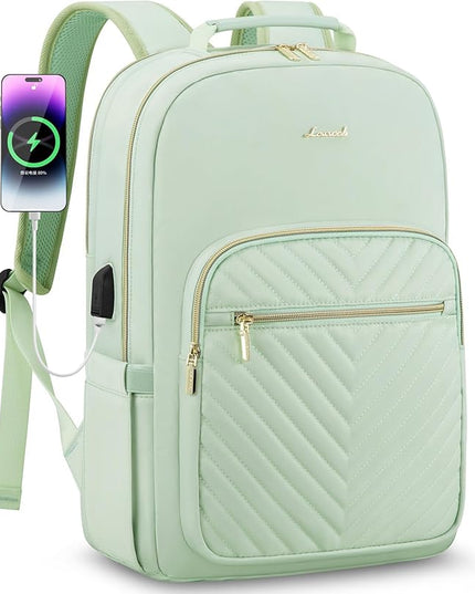 LOVEVOOK Laptop Backpack for Women 17.3 inch,Cute Womens Travel Backpack Purse,Professional Laptop Computer Bag,Waterproof Work Business College Teacher Bags Carry on Backpack with USB Port,Cyan Green