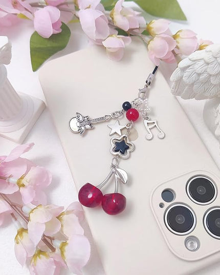 1-4PCS Cute Phone Charms Aesthetic Y2K Cell Phone Charms Strap Pink Strawberry Butterfly Star PhoneCharm Y2K Accessories for Bag Keychain Airpods Camera Pendants Decor