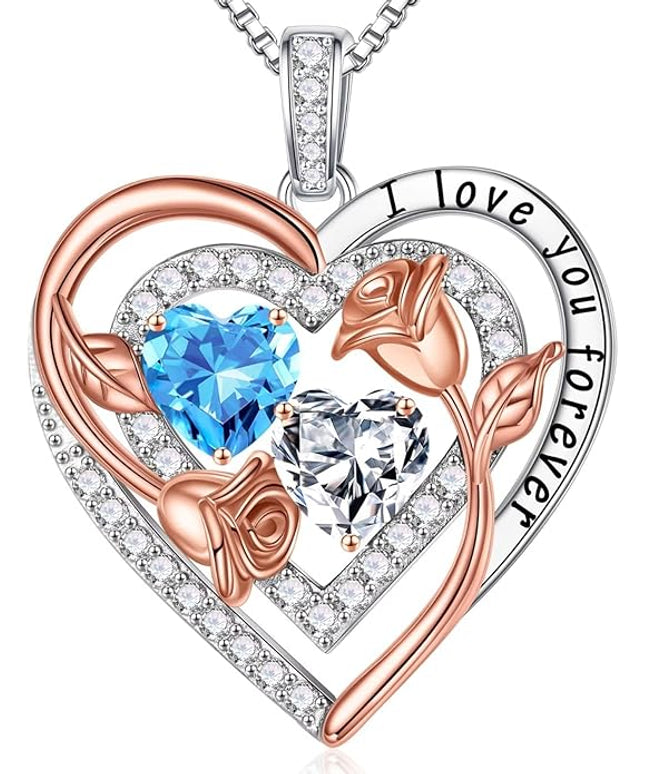 Iefil Christmas Gifts for Women - Sterling Silver Birthstone Necklace Anniversary Birthday Gifts for Her Wife Mom Daughter