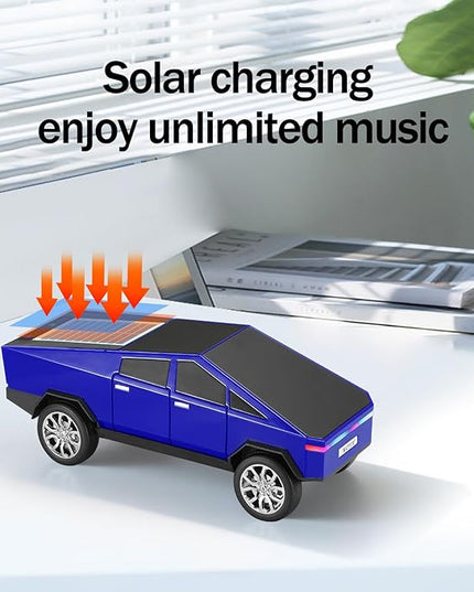 WS-699 Solar Bluetooth Replica Speaker – Future Pickup Truck Design, HD Sound, TWS Stereo Pairing, FM Radio, LED Party Light, USB/TF Playback, Hands-Free Mic, Type-C Charging, Portable Gift (Blue)