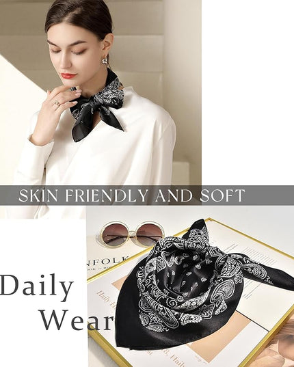 Dailyacc Hair Bandanas Scarf For Women Lightweight Fashion Neck Silk Satin Head Scarves For Sleeping Handbags Scarf