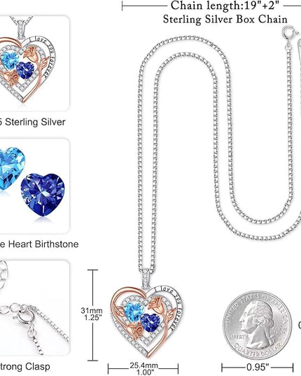 Iefil Christmas Gifts for Women - Sterling Silver Birthstone Necklace Anniversary Birthday Gifts for Her Wife Mom Daughter