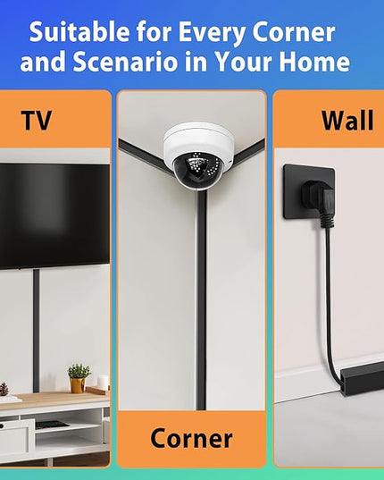 Wall Cable Hider Kit, 116in TV Wire Hider for Wall, Paintable Cord Hider Wall, Cord Organizer Hide 1-2 Cords Wall Mounted TV, Wire Cover for Wall, Cord Concealer 7XL16.5 W0.86 H0.43in, Black