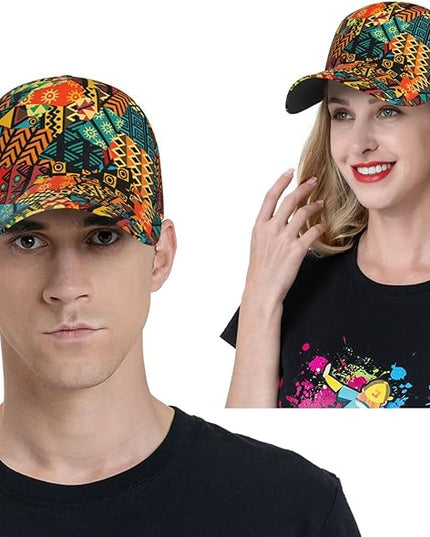 African Ethnic Tribal Style Baseball Cap for Men Women, Fashion Adjustable African Hat Casual Trucker Hats Sun Caps