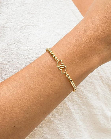 Gold Bracelets for Women 14K Gold Beaded Bracelets Stackable Bracelets for Women Gold Charm Bracelet Non Tarnish Gold Jewelry for Women Trendy