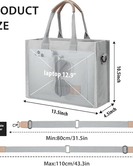 Canvas Tote Bag for Women Crossbody Work Purse with Pockets Top Handle Handbag Satchel Bags for Travel Nurse Teacher