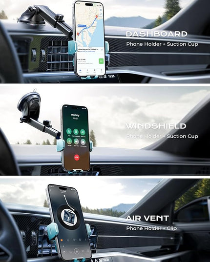 CHGeek Wireless Car Charger, 15W Fast Charging Auto Clamping Car Charger Phone Mount Phone Holder fit for iPhone 16 15 14 13 12 Pro Max 11 XR XS, Samsung Galaxy S25 Ultra S24 S23 S22, Dark Teal