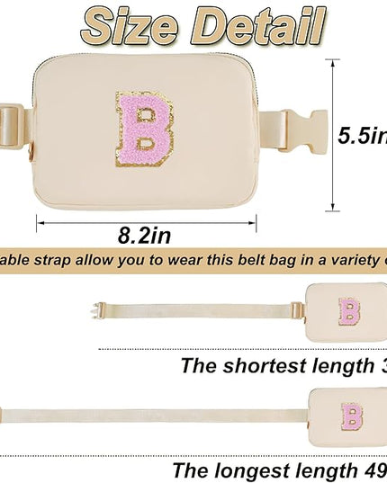Uygafly Belt Bag Fanny Pack Crossbody Bags with Initials Letter Patch Cute Stuff Birthday Gifts for Teenager Girls Trendy Stuff for Teens | Khaki,B