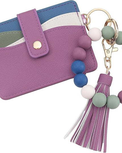 Wristlet Keychain for Women Silicone Key Ring Bracelet Wristlet Wallet Bracelet Keychain Card Holder Keyring