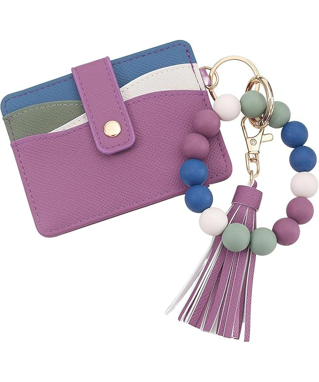 Wristlet Keychain for Women Silicone Key Ring Bracelet Wristlet Wallet Bracelet Keychain Card Holder Keyring