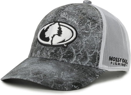Mossy Oak Coastal Cloudbank Camo Trucker Hat – Mid Profile Structured Baseball Cap with Mesh Back, Adjustable Snapback, One Size
