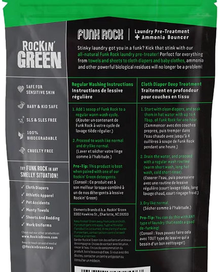 Rockin' Green Laundry Detergent, Plant based, All Natural Laundry Detergent Powder, Vegan and Biodegradable Odor Fighter, Safe for Sensitive Skin (Funk Rock Ammonia Bouncer 30 Loads - Unscented)