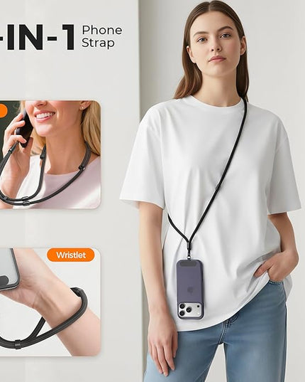 SURDOCA 3-In-1 Phone Lanyard for Crossbody, Neck & Wrist, Adjustable Anti Theft Phone Strap with Tether Tab & Loop Strap - Universal for Most Smartphones, Camera, Key - Travel Essentials