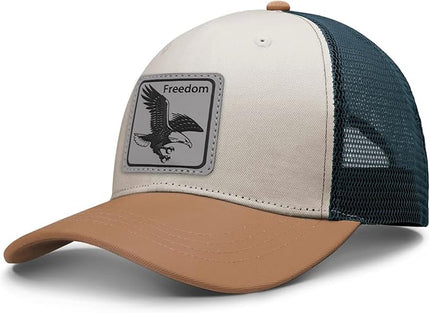 Animal Trucker Hats Leather Pattern Adjustable Snapback Mesh Animal Baseball Cap for Men