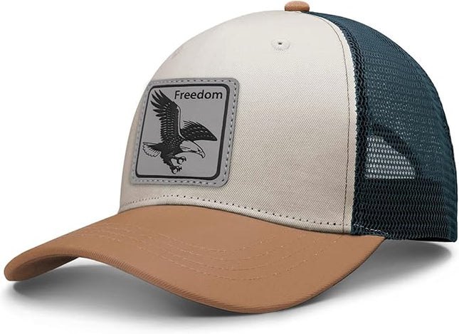 Animal Trucker Hats Leather Pattern Adjustable Snapback Mesh Animal Baseball Cap for Men