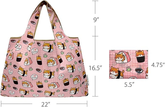 allydrew Large Foldable Tote Nylon Reusable Grocery Bags