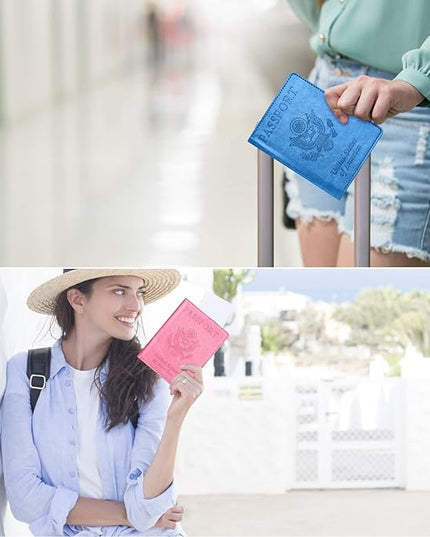 Eoehro Passport Holder for Travel Essentials-2Pack, Passport Wallet Cover Case for Travel Must Haves Accessories,Passport Book Holders for Women and Men