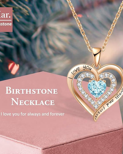 REDBEE Necklaces for Women Birthstone Heart Necklace Jewelry for Wife Girlfriend Woman Necklace