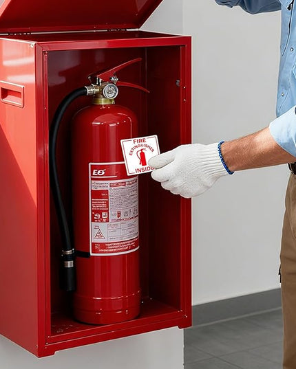 Fire Extinguisher Inside Sticker 200 PCS Self Adhesive 3 Inch Waterproof Vinyl Roll Sticker Safety Decal for Truck Trailer Business Equipment Warehouse